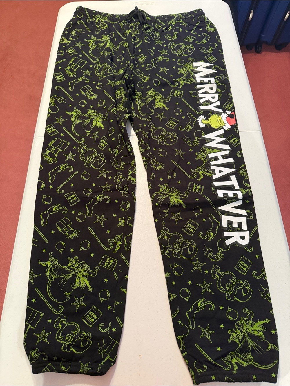 Dr. Seuss Black & Neon Green "Merry Whatever" Lounge Joggers